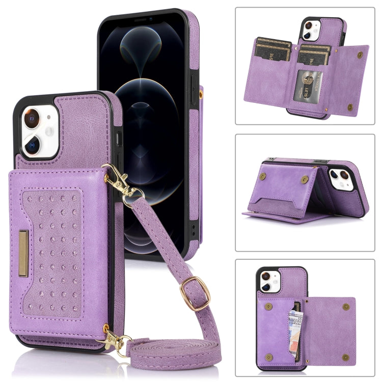 Custodia per telefono in pelle RFID tripla con cordino, For iPhone 11, For iPhone 12, For iPhone 11 Pro, For iPhone 11 Pro Max