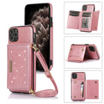 Custodia per telefono in pelle RFID tripla con cordino, For iPhone 11, For iPhone 12, For iPhone 11 Pro, For iPhone 11 Pro Max
