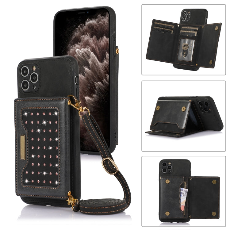 Custodia per telefono in pelle RFID tripla con cordino, For iPhone 11, For iPhone 12, For iPhone 11 Pro, For iPhone 11 Pro Max