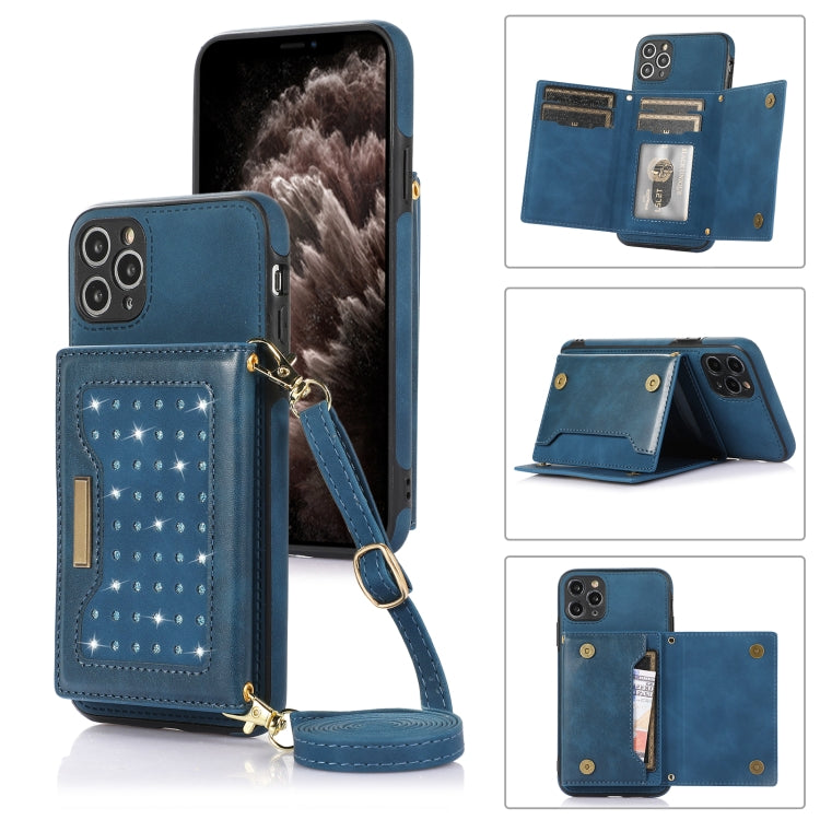 Custodia per telefono in pelle RFID tripla con cordino, For iPhone 11, For iPhone 12, For iPhone 11 Pro, For iPhone 11 Pro Max