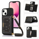 Custodia per telefono in pelle RFID tripla con cordino, For iPhone 12 Pro Max, For iPhone 13, For iPhone 13 Mini, For iPhone 13 Pro