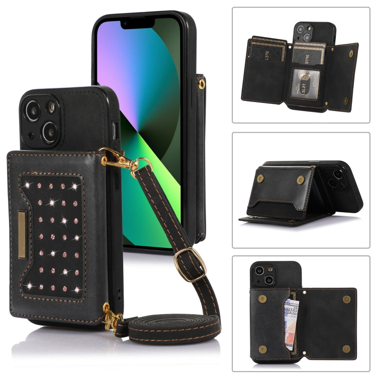 Custodia per telefono in pelle RFID tripla con cordino, For iPhone 12 Pro Max, For iPhone 13, For iPhone 13 Mini, For iPhone 13 Pro