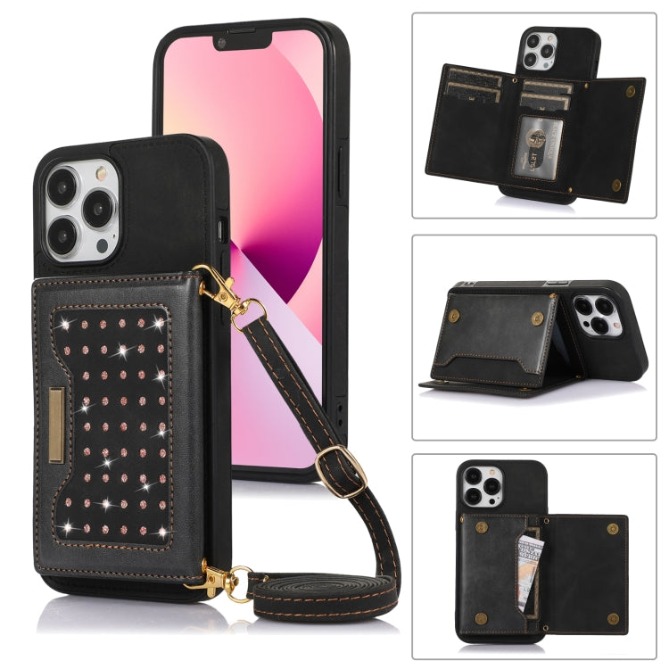 Custodia per telefono in pelle RFID tripla con cordino, For iPhone 13 Pro Max, For iPhone 14, For iPhone 14 Plus, For iPhone 14 Pro
