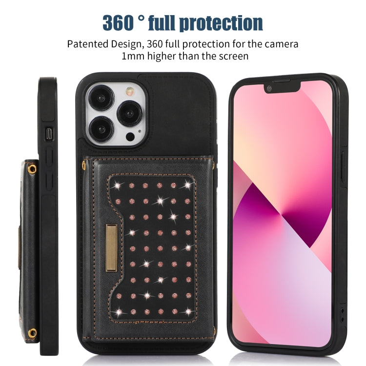 Custodia per telefono in pelle RFID tripla con cordino, For iPhone 13 Pro Max, For iPhone 14, For iPhone 14 Plus, For iPhone 14 Pro