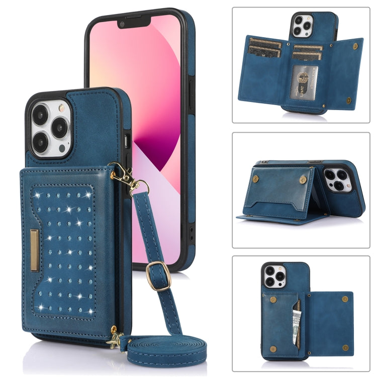 Custodia per telefono in pelle RFID tripla con cordino, For iPhone 13 Pro Max, For iPhone 14, For iPhone 14 Plus, For iPhone 14 Pro
