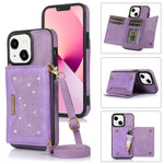 Custodia per telefono in pelle RFID tripla con cordino, For iPhone 13 Pro Max, For iPhone 14, For iPhone 14 Plus, For iPhone 14 Pro