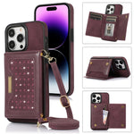 Custodia per telefono in pelle RFID tripla con cordino, For iPhone 13 Pro Max, For iPhone 14, For iPhone 14 Plus, For iPhone 14 Pro