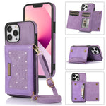Custodia per telefono in pelle RFID tripla con cordino, For iPhone 14 Pro Max, For iPhone XR, For iPhone XS, For iPhone XS Max