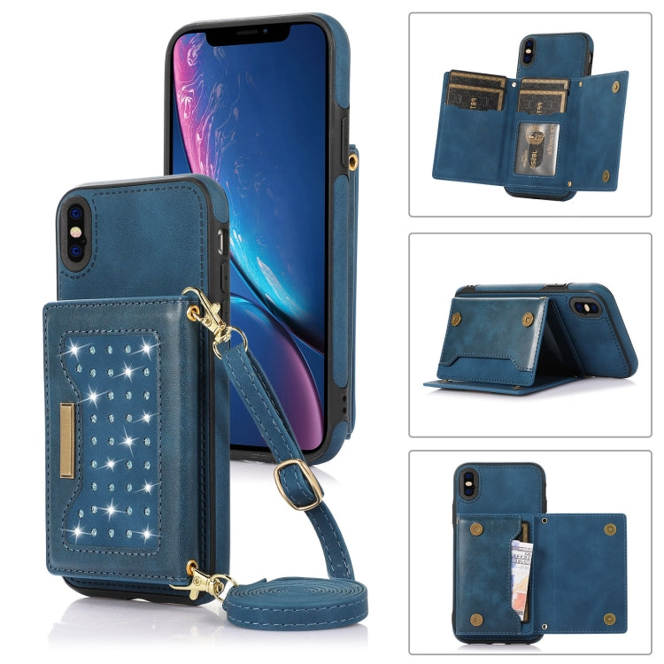 Custodia per telefono in pelle RFID tripla con cordino, For iPhone 14 Pro Max, For iPhone XR, For iPhone XS, For iPhone XS Max