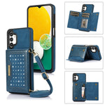 Custodia per telefono in pelle RFID tripla con cordino, For Samsung Galaxy A12, For Samsung Galaxy A13 4G/A13 5G, For Samsung Galaxy A51 4G, For Samsung Galaxy A53 5G, For Samsung Galaxy A52 5G/A52s 5G