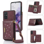 Custodia per telefono in pelle RFID tripla con cordino, For Samsung Galaxy A12, For Samsung Galaxy A13 4G/A13 5G, For Samsung Galaxy A51 4G, For Samsung Galaxy A53 5G, For Samsung Galaxy A52 5G/A52s 5G