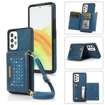 Custodia per telefono in pelle RFID tripla con cordino, For Samsung Galaxy A12, For Samsung Galaxy A13 4G/A13 5G, For Samsung Galaxy A51 4G, For Samsung Galaxy A53 5G, For Samsung Galaxy A52 5G/A52s 5G