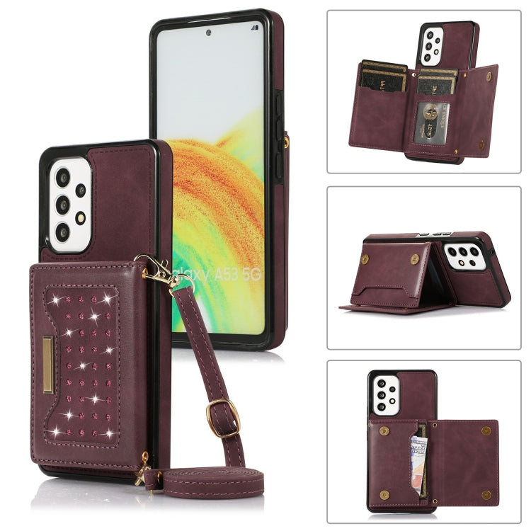 Custodia per telefono in pelle RFID tripla con cordino, For Samsung Galaxy A12, For Samsung Galaxy A13 4G/A13 5G, For Samsung Galaxy A51 4G, For Samsung Galaxy A53 5G, For Samsung Galaxy A52 5G/A52s 5G