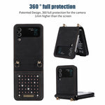 Custodia per telefono in pelle RFID tripla con cordino, For Samsung Galaxy Z Flip3 5G, For Samsung Galaxy Z Flip4, For Samsung Galaxy Note20 Ultra, For Samsung Galaxy S20
