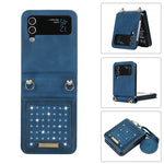 Custodia per telefono in pelle RFID tripla con cordino, For Samsung Galaxy Z Flip3 5G, For Samsung Galaxy Z Flip4, For Samsung Galaxy Note20 Ultra, For Samsung Galaxy S20