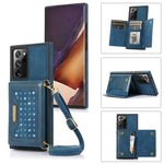 Custodia per telefono in pelle RFID tripla con cordino, For Samsung Galaxy Z Flip3 5G, For Samsung Galaxy Z Flip4, For Samsung Galaxy Note20 Ultra, For Samsung Galaxy S20