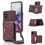 Custodia per telefono in pelle RFID tripla con cordino, For Samsung Galaxy S20+, For Samsung Galaxy S20 FE, For Samsung Galaxy S21, For Samsung Galaxy S22