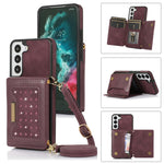 Custodia per telefono in pelle RFID tripla con cordino, For Samsung Galaxy S20+, For Samsung Galaxy S20 FE, For Samsung Galaxy S21, For Samsung Galaxy S22