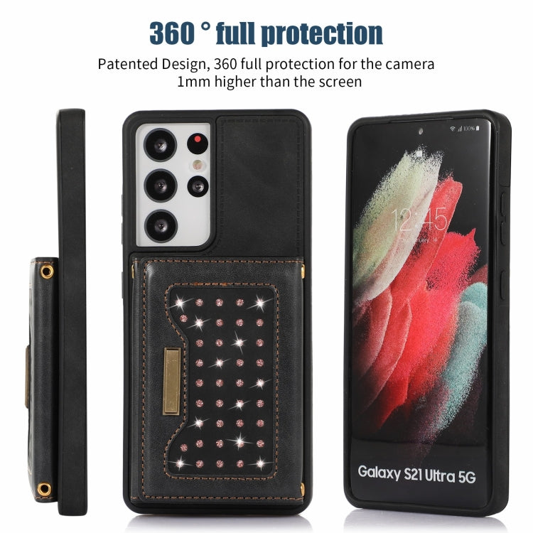 Custodia per telefono in pelle RFID tripla con cordino, For Samsung Galaxy S21 Ultra, For Samsung Galaxy S22+, For Samsung Galaxy S21+, For Samsung Galaxy S21 FE