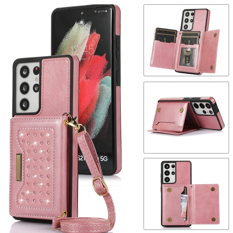 Custodia per telefono in pelle RFID tripla con cordino, For Samsung Galaxy S21 Ultra, For Samsung Galaxy S22+, For Samsung Galaxy S21+, For Samsung Galaxy S21 FE