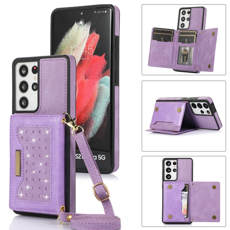 Custodia per telefono in pelle RFID tripla con cordino, For Samsung Galaxy S21 Ultra, For Samsung Galaxy S22+, For Samsung Galaxy S21+, For Samsung Galaxy S21 FE