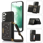 Custodia per telefono in pelle RFID tripla con cordino, For Samsung Galaxy S21 Ultra, For Samsung Galaxy S22+, For Samsung Galaxy S21+, For Samsung Galaxy S21 FE