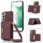 Custodia per telefono in pelle RFID tripla con cordino, For Samsung Galaxy S21 Ultra, For Samsung Galaxy S22+, For Samsung Galaxy S21+, For Samsung Galaxy S21 FE