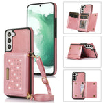 Custodia per telefono in pelle RFID tripla con cordino, For Samsung Galaxy S21 Ultra, For Samsung Galaxy S22+, For Samsung Galaxy S21+, For Samsung Galaxy S21 FE