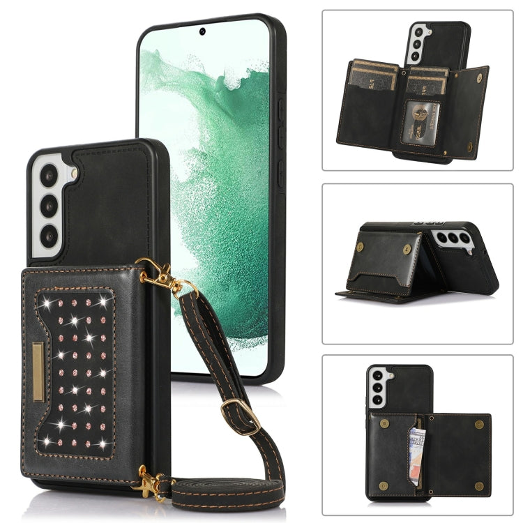 Custodia per telefono in pelle RFID tripla con cordino, For Samsung Galaxy S21 Ultra, For Samsung Galaxy S22+, For Samsung Galaxy S21+, For Samsung Galaxy S21 FE