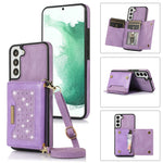 Custodia per telefono in pelle RFID tripla con cordino, For Samsung Galaxy S21 Ultra, For Samsung Galaxy S22+, For Samsung Galaxy S21+, For Samsung Galaxy S21 FE