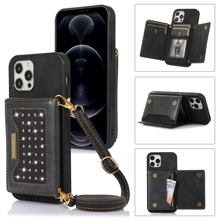 Custodia per telefono in pelle RFID tripla con cordino, For Samsung Galaxy S22 Ultra, For iPhone 12 Pro