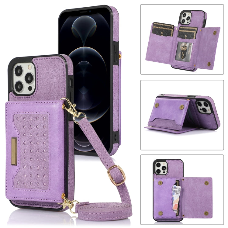 Custodia per telefono in pelle RFID tripla con cordino, For Samsung Galaxy S22 Ultra, For iPhone 12 Pro