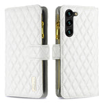 Custodia per cellulare a conchiglia in pelle con portafoglio con cerniera Diamond Lattice, For Samsung Galaxy A14 5G, For Samsung Galaxy S23+ 5G, For Samsung Galaxy S23 Ultra 5G, For Samsung Galaxy S23 5G
