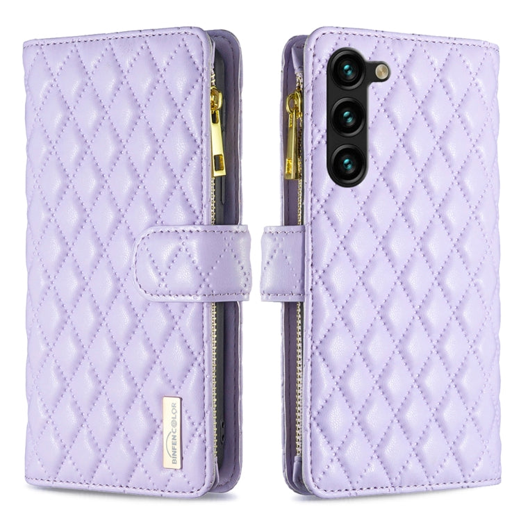 Custodia per cellulare a conchiglia in pelle con portafoglio con cerniera Diamond Lattice, For Samsung Galaxy A14 5G, For Samsung Galaxy S23+ 5G, For Samsung Galaxy S23 Ultra 5G, For Samsung Galaxy S23 5G