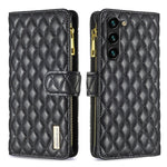 Custodia per cellulare a conchiglia in pelle con portafoglio con cerniera Diamond Lattice, For Samsung Galaxy A14 5G, For Samsung Galaxy S23+ 5G, For Samsung Galaxy S23 Ultra 5G, For Samsung Galaxy S23 5G