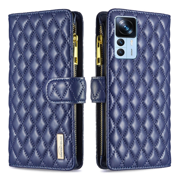 Custodia per cellulare a conchiglia in pelle con portafoglio con cerniera Diamond Lattice, For Xiaomi 12T / 12T Pro / Redmi K50 Ultra