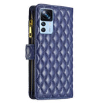 Custodia per cellulare a conchiglia in pelle con portafoglio con cerniera Diamond Lattice, For Xiaomi 12T / 12T Pro / Redmi K50 Ultra