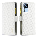 Custodia per cellulare a conchiglia in pelle con portafoglio con cerniera Diamond Lattice, For Xiaomi 12T / 12T Pro / Redmi K50 Ultra