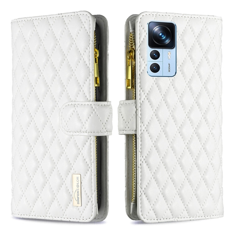 Custodia per cellulare a conchiglia in pelle con portafoglio con cerniera Diamond Lattice, For Xiaomi 12T / 12T Pro / Redmi K50 Ultra