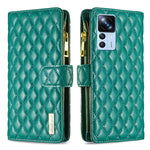 Custodia per cellulare a conchiglia in pelle con portafoglio con cerniera Diamond Lattice, For Xiaomi 12T / 12T Pro / Redmi K50 Ultra