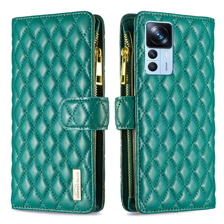 Custodia per cellulare a conchiglia in pelle con portafoglio con cerniera Diamond Lattice, For Xiaomi 12T / 12T Pro / Redmi K50 Ultra
