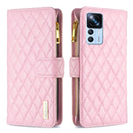 Custodia per cellulare a conchiglia in pelle con portafoglio con cerniera Diamond Lattice, For Xiaomi 12T / 12T Pro / Redmi K50 Ultra