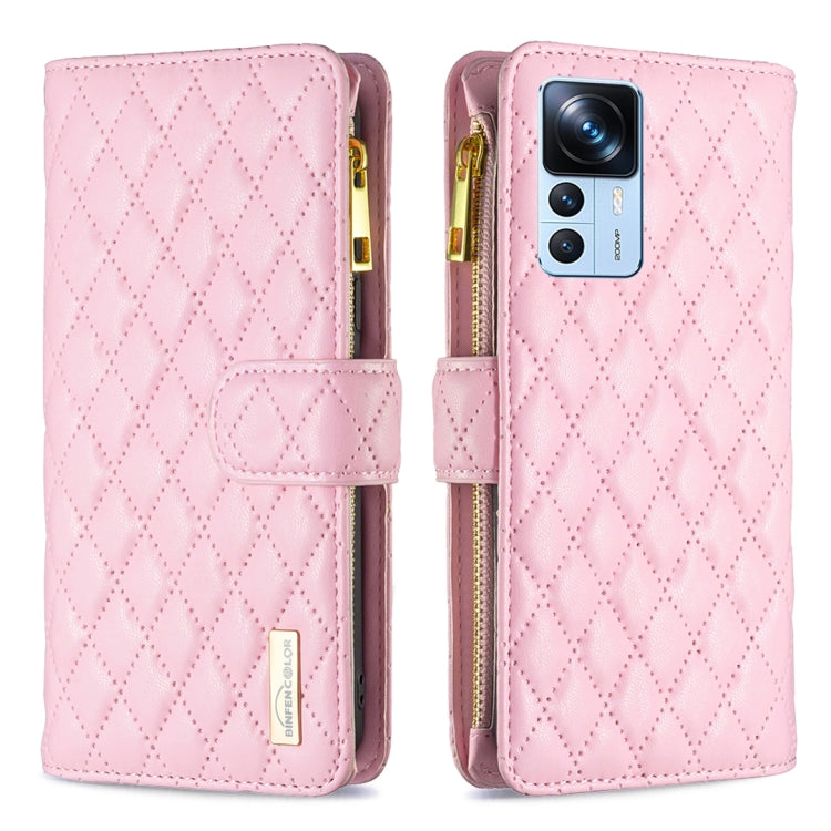 Custodia per cellulare a conchiglia in pelle con portafoglio con cerniera Diamond Lattice, For Xiaomi 12T / 12T Pro / Redmi K50 Ultra