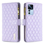 Custodia per cellulare a conchiglia in pelle con portafoglio con cerniera Diamond Lattice, For Xiaomi 12T / 12T Pro / Redmi K50 Ultra