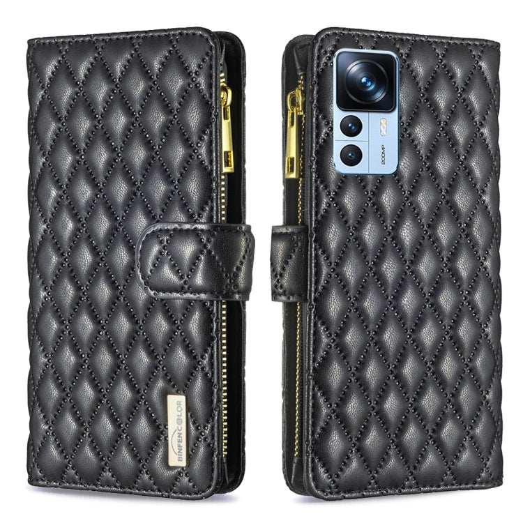Custodia per cellulare a conchiglia in pelle con portafoglio con cerniera Diamond Lattice, For Xiaomi 12T / 12T Pro / Redmi K50 Ultra