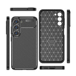 Custodia per telefono in TPU antiurto con struttura in fibra di carbonio, For Samsung Galaxy S23 5G, For Samsung Galaxy S23+ 5G, For Samsung Galaxy S23 Ultra 5G, For Samsung Galaxy A14 5G