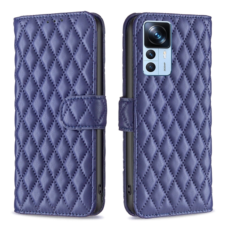 Custodia per telefono a conchiglia in pelle con portafoglio Diamond Lattice, For Xiaomi 12T / 12T Pro / Redmi K50 Ultra