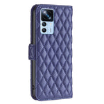 Custodia per telefono a conchiglia in pelle con portafoglio Diamond Lattice, For Xiaomi 12T / 12T Pro / Redmi K50 Ultra