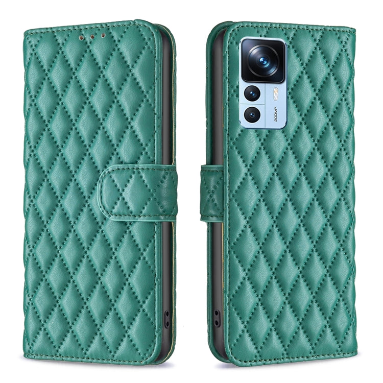 Custodia per telefono a conchiglia in pelle con portafoglio Diamond Lattice, For Xiaomi 12T / 12T Pro / Redmi K50 Ultra