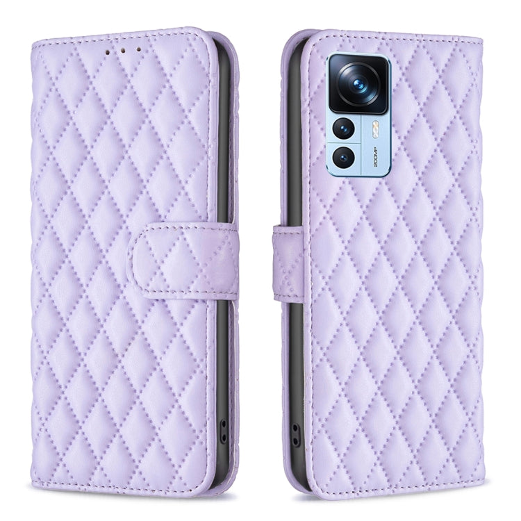 Custodia per telefono a conchiglia in pelle con portafoglio Diamond Lattice, For Xiaomi 12T / 12T Pro / Redmi K50 Ultra